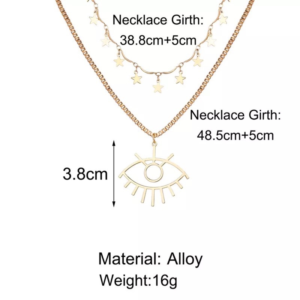 3/$30 π Eye and Star Multi Layered Necklace - Picture 3 of 3